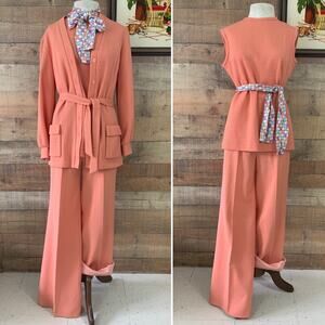 Vintage 1970’s Hippie 3 Piece Polyester Pants Set Boho Size Medium